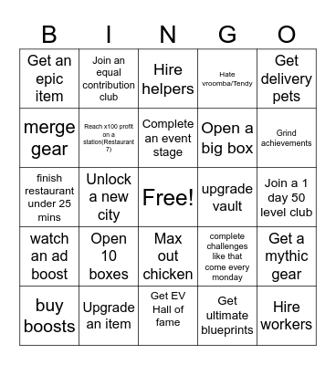 Eatventure Bingo Card