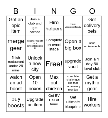Eatventure Bingo Card