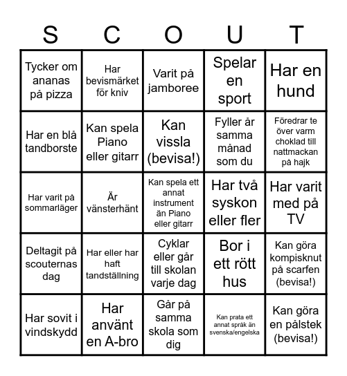 LÄRA KÄNNA VARANDRA - BINGO! Bingo Card