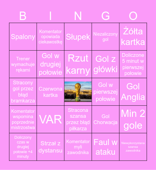 ANGLIA - CHORWACJA Bingo Card