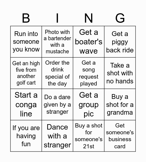 Put-In-Bay Bingo Card