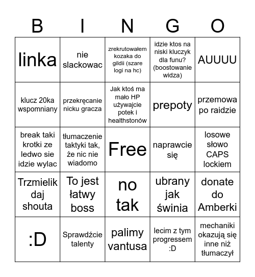 pewien paladyn bingo Card