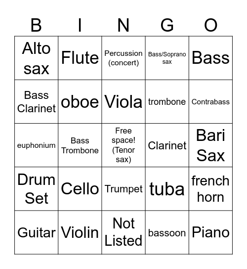 VGM Tabling Bingo Card