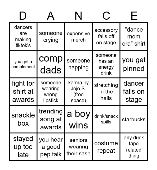 Nationals Bingo Card