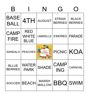 SUMMER TIME Bingo Card