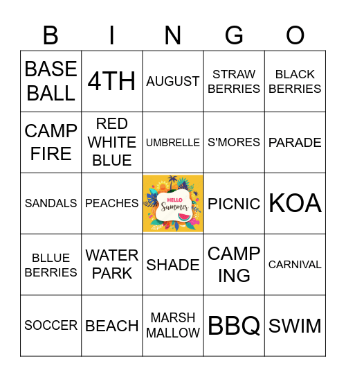 SUMMER TIME Bingo Card