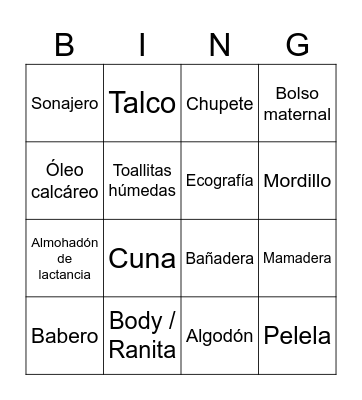 BABY BINGO Card