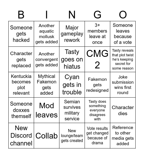 CMG Bingo Card