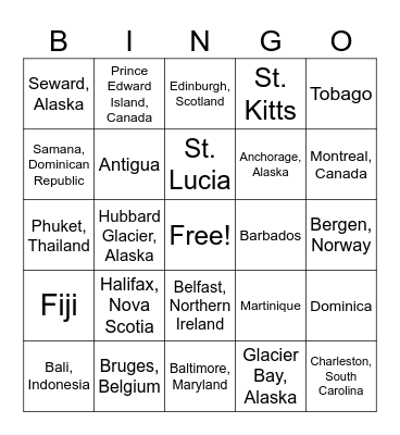 Port of Call Bingo Card