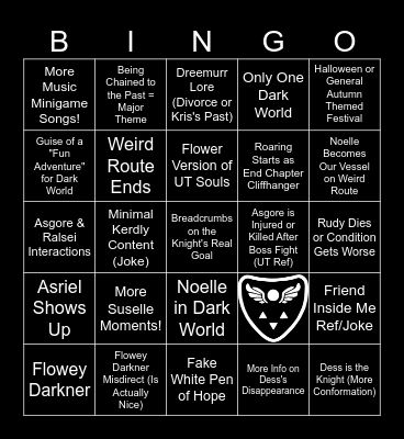 Deltarune Chapter 5 Bingo Card