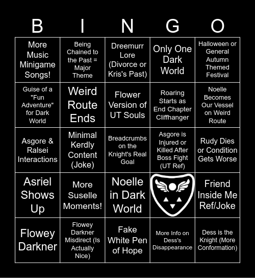 Deltarune Chapter 5 Bingo Card