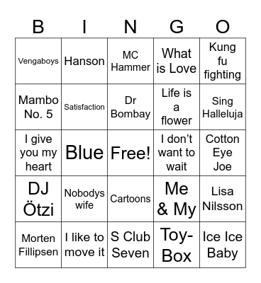 Visbys 40 års Musikbingo Card