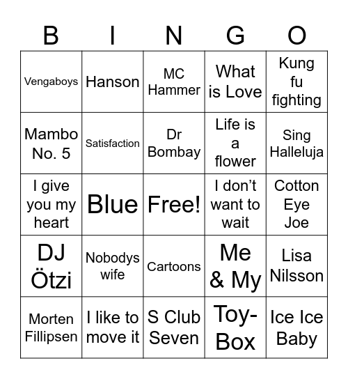 Visbys 40 års Musikbingo Card