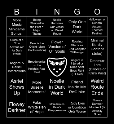 Deltarune Chapter 5 Bingo Card