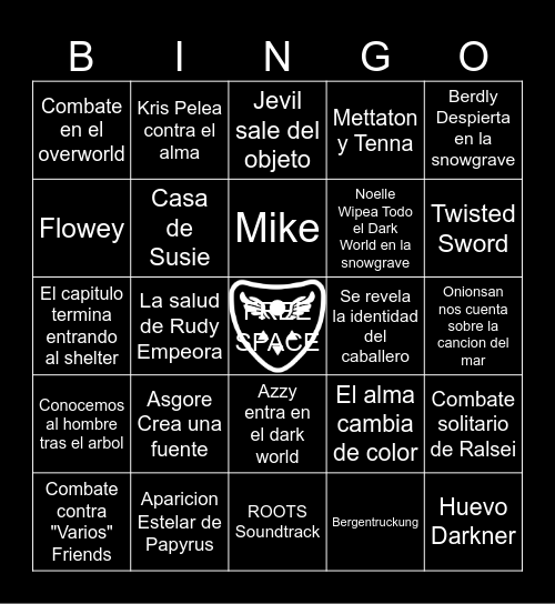 Deltarune Chapter 5 Bingo Card