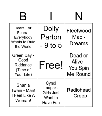 Music Bingo Card