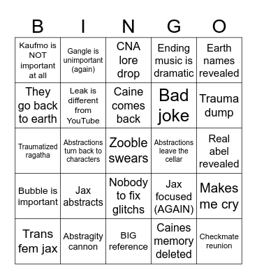 TADC 9 predictions Bingo Card