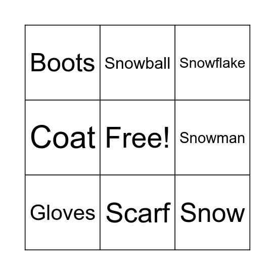 Winter Bingo Card
