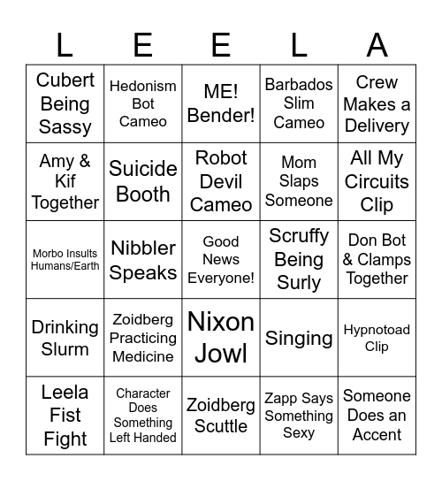 Futurama Bingo Card