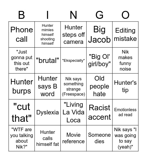 Meaty Bingo Card