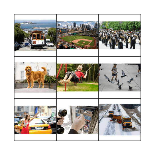 Around town sounds Bingo Card
