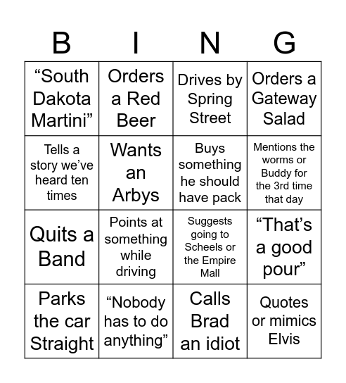 JEFFGO Bingo Card