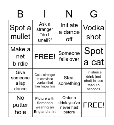 Stag #1 Bingo Card