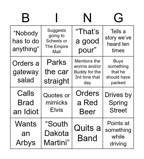 JEFFGO Bingo Card