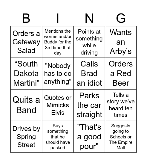 JEFFGO Bingo Card