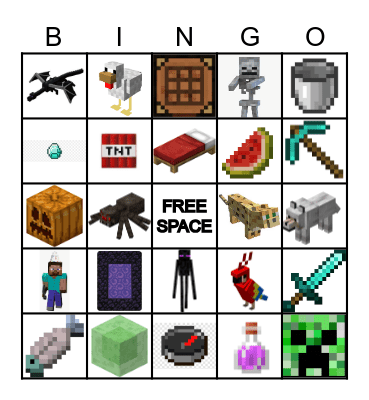 Minecraft Bingo Game Bingo Card