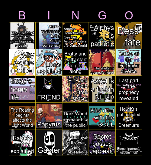 Deltarune Ch.5 Bingo Card