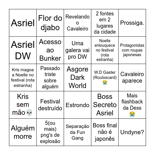 My Deltarune💀☠️ Bingo Card