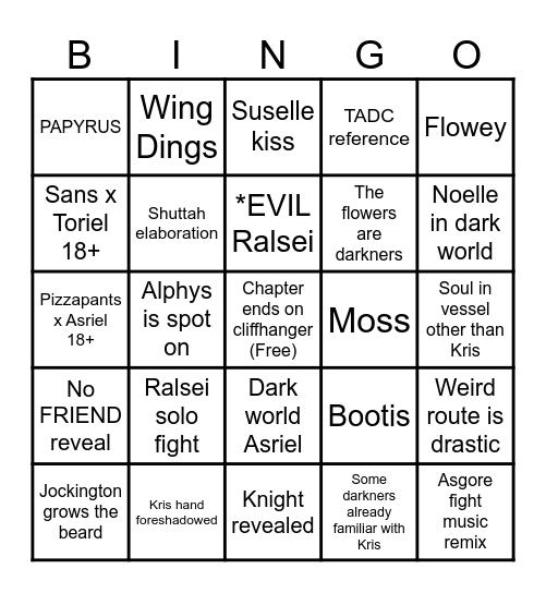 DELTARUNE Bingo Card