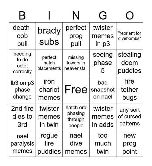 UCOB Bingo Card