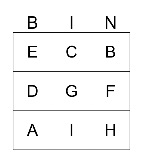Alphabet Bingo Card