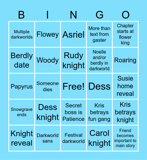 Deltarune ch5 bingo Card
