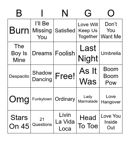50 Years Of #1’s June 18th Bingo Card