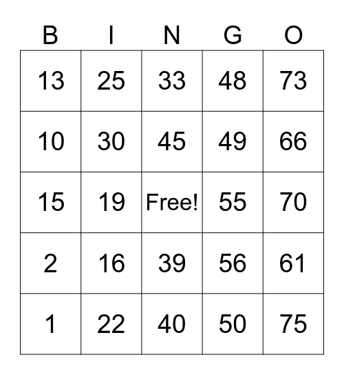 Untitled Bingo Card