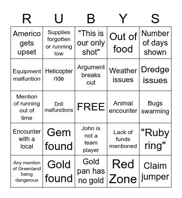 Ice Cold Gold BINGO Card