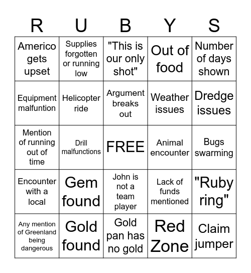 Ice Cold Gold BINGO Card