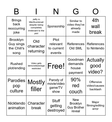 SML BINGO CARD Bingo Card