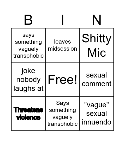 Porter Bingo Card