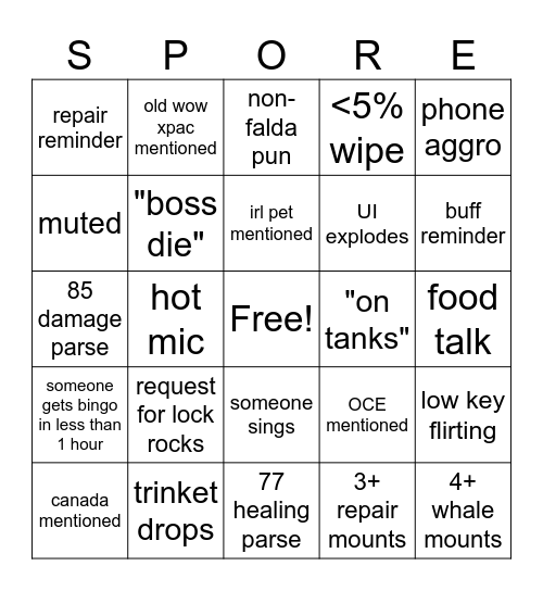 sporego2 Bingo Card