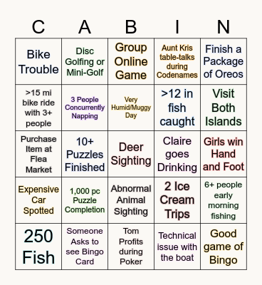 St. Germain Bingo 2 Bingo Card
