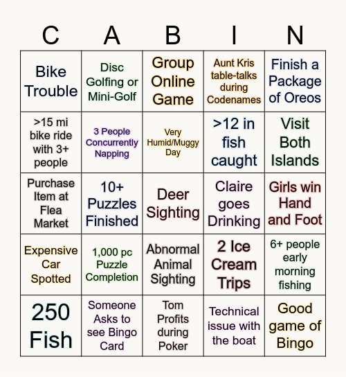 St. Germain Bingo 2 Bingo Card