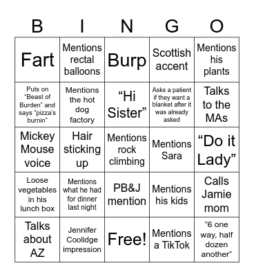 Nic Bingo Card