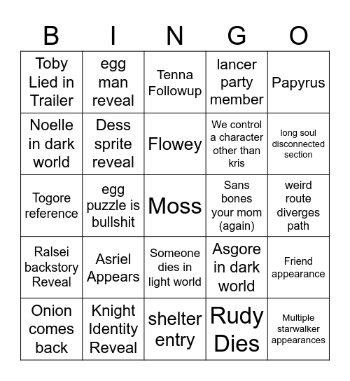 Chapter 5 Bingo Card