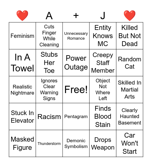 They Will Kill You Bingo Card
