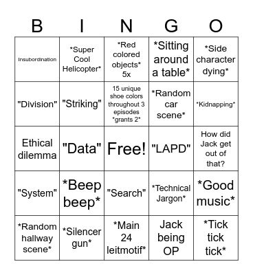 24 Bingo *Hard Mode* Bingo Card