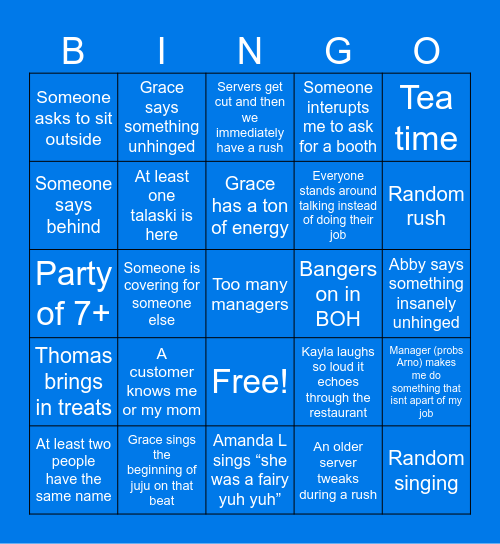 YT Weekday Bingo Card